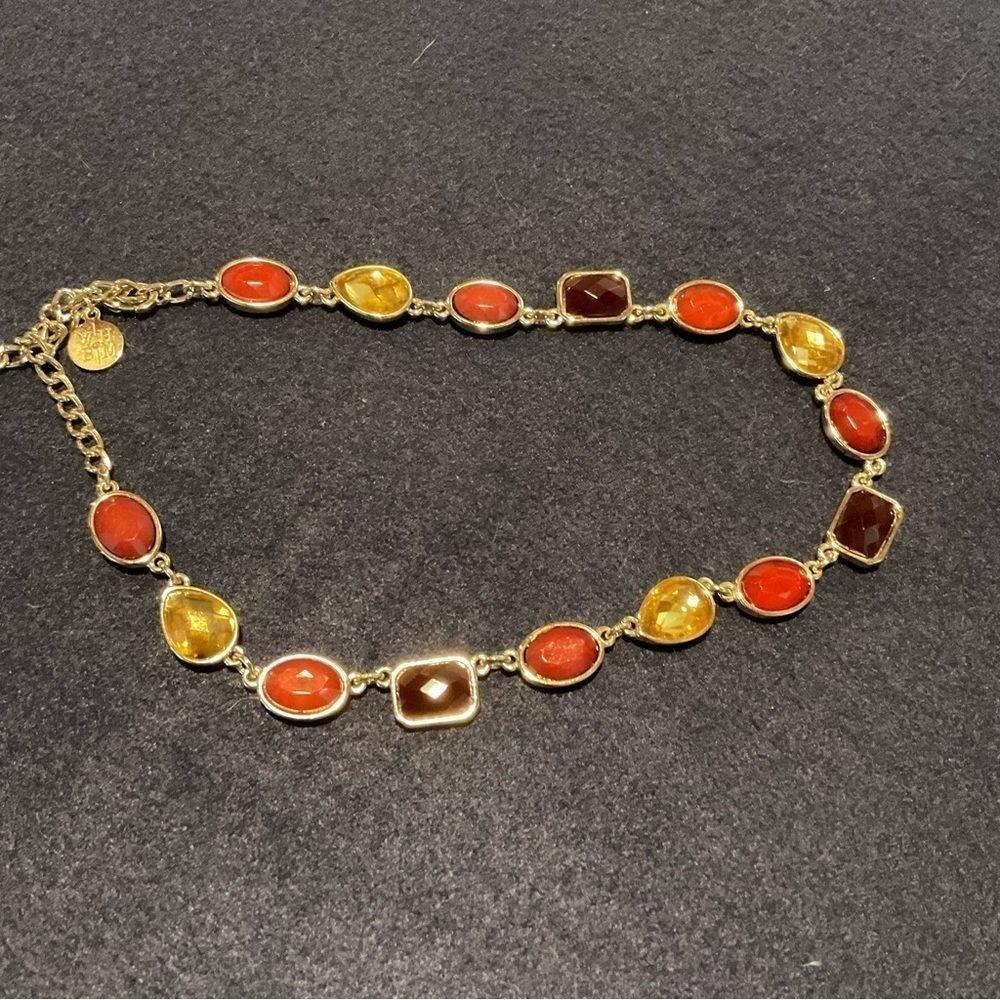 WHITE House Black Market Silver Tone and Colorful Stones Necklace
